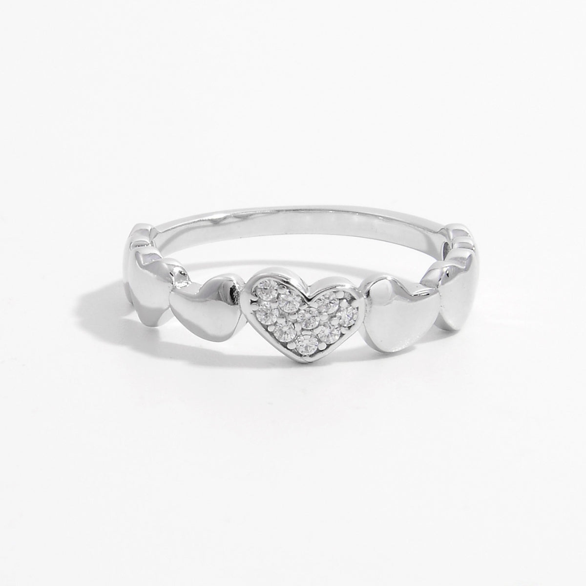 925 Sterling Silver Inlaid Zircon Heart Ring